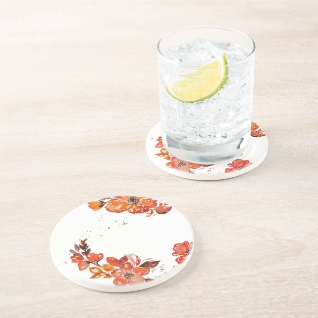 Blommigt för vattenfärgsfärgad orange spegel underlägg (Sidan)