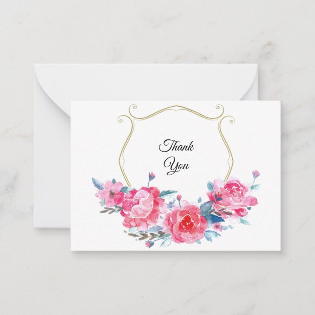 Blommigt för vattenfärgsfärgning - Tack för ditt k Anteckningskort (Framsida)