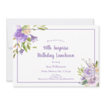 Blommigt för vattenfärgsLila 90:e överraskningsföd