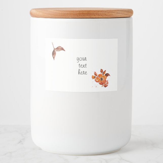 Blommigt för vattenfärgsOrange Mat Etiketter (Framsida)