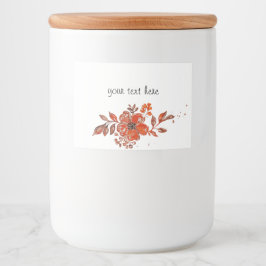 Blommigt för vattenfärgsOrange Mat Etiketter