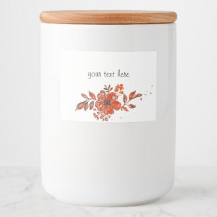 Blommigt för vattenfärgsOrange Mat Etiketter