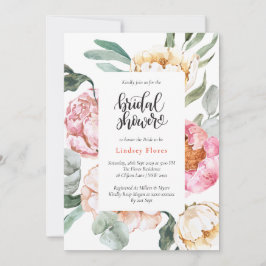 Blommigt för vattenfärgsRosa Greenery Möhippa Inbjudningar