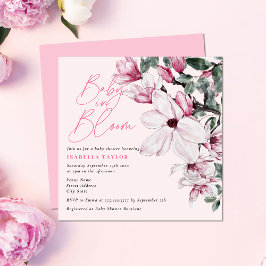 Blommigt för vattenfärgsRosa i Bloom Baby Shower Inbjudningar