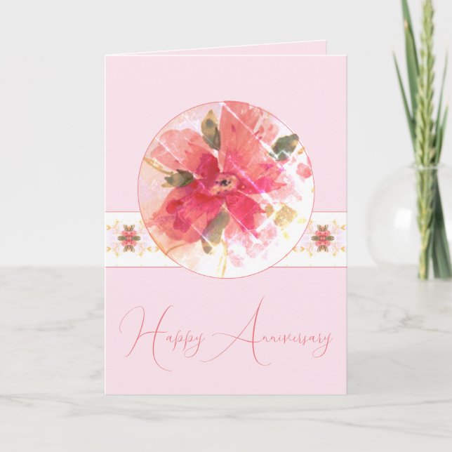 Blommigt för vattenfärgsRosa Kort (Framsida)