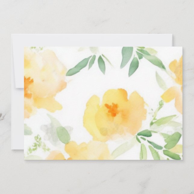 blommigt för vattenfärgsutfyllning för gult i eleg inbjudningar (Framsida)