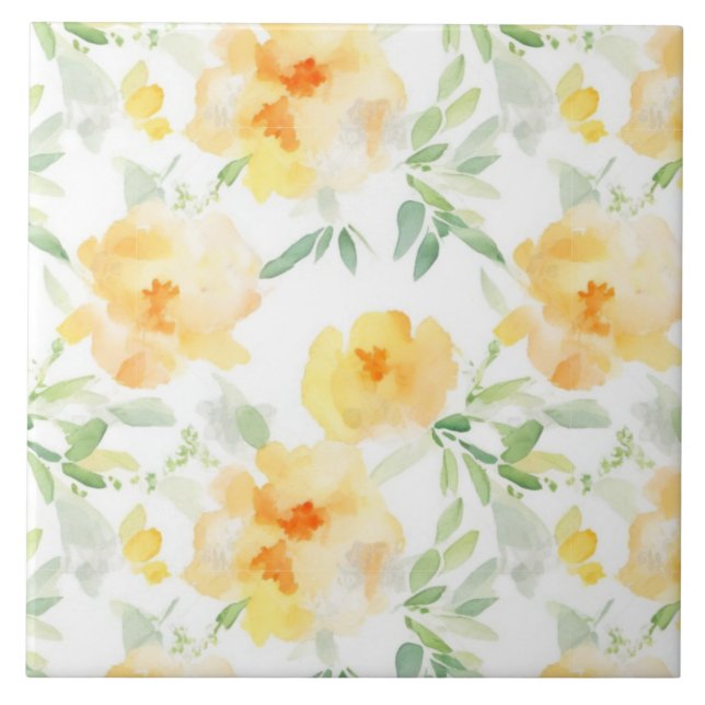 blommigt för vattenfärgsutfyllning för gult i eleg kakelplatta (Framsidan)