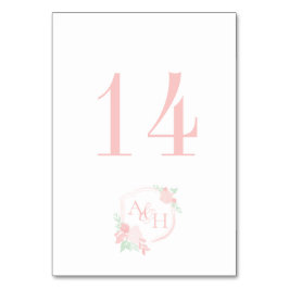 Blommigt för vattenfärgsVapensköld Monogram Rosa Bordsnummer