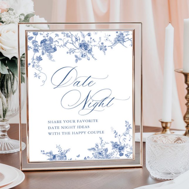 Blommigt för viktoriansk blå Fransk Datum för natt Poster (Skapare uppladdad)