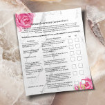 Blommigt för Vintage av Eyelash-tillägg Flygblad<br><div class="desc">Eyelash Extension Liability Waiver Modern White Marble Flyers.</div>