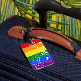 Blommigt för Vintage av HBT-Pridets Flagga,  Bagagebricka