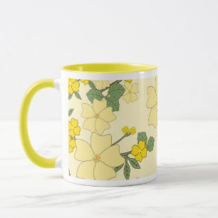 blommigt för vintage av pastellcitron-gult mugg