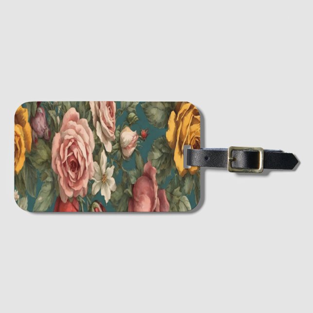 blommigt för vintage bagagebricka (Framsida horisontal)