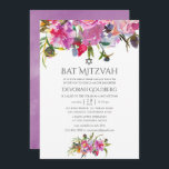 Blommigt för vintage Bat mitzvah vattenfärg Inbjudningar<br><div class="desc">rosor blommigtar bat mitzvah inbjudningar med accenter för lila och sänd grönt.</div>