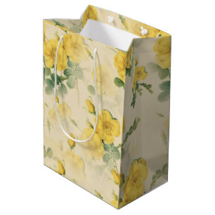 Blommigt för vintage Gul ros Gift Bag Elegant