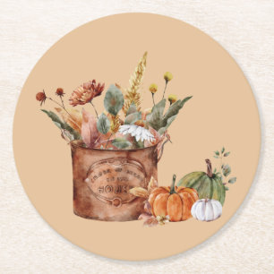 Blommigt för vintage - höst - Arrangemang och dock Underlägg Papper Rund