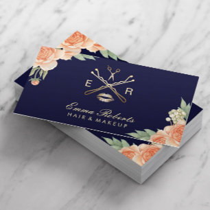 Blommigt för Vintage i Makeup Artist Hair Stylist Visitkort