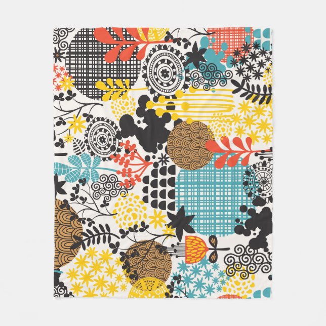 Blommigt för vintage: Sömlös gräsmark Fleecefilt (Framsidan)