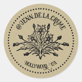 Blommigt för vintage - Thistworking Networking Runt Klistermärke