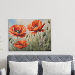 Blommigt för vintage Vattenfärgpoppies Art Elegant Poster