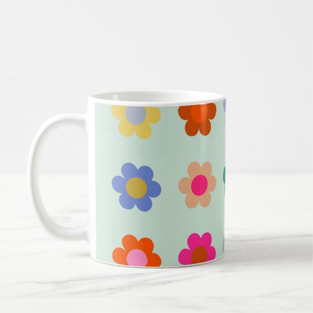 Blommigt för Vintagen Färgblommor Kaffemugg (Vänster)