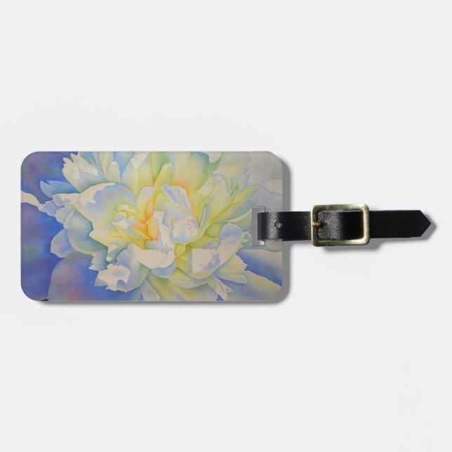 blommigt för vit gult i elegant,  bagagebricka (Horisontell Framsida)