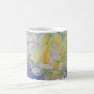 blommigt för vit gult i elegant, kaffemugg