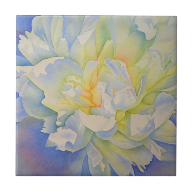 blommigt för vit gult i elegant,  kakelplatta (Framsidan)