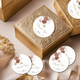 Blommigt för vit vattenfärg Rustic Guld Muslim Fav Runt Klistermärke