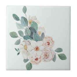Blommigt för vit Vintage, Greenery Elegant Kakelplatta