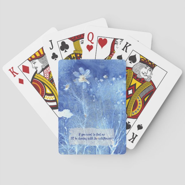 Blommigt för vit Zen-offertvattenfärg Casinokort (Baksidan)