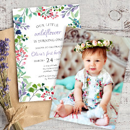 Blommigt för Wildblomsterfärgning Foto första föde Inbjudningar