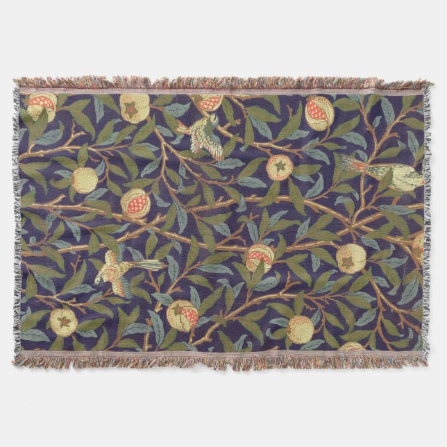 Blommigt för William Morris fågel- och Mysfilt (Framsidan)