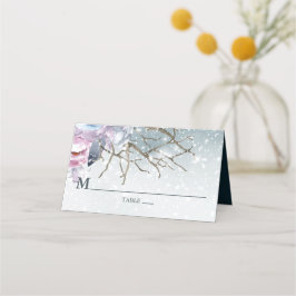 Blommigt för Winter Wedding Personlig Placeringskort
