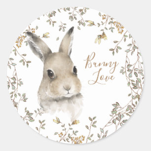 Blommigt för Woodland Animals Kärlek Bunny Runt Klistermärke