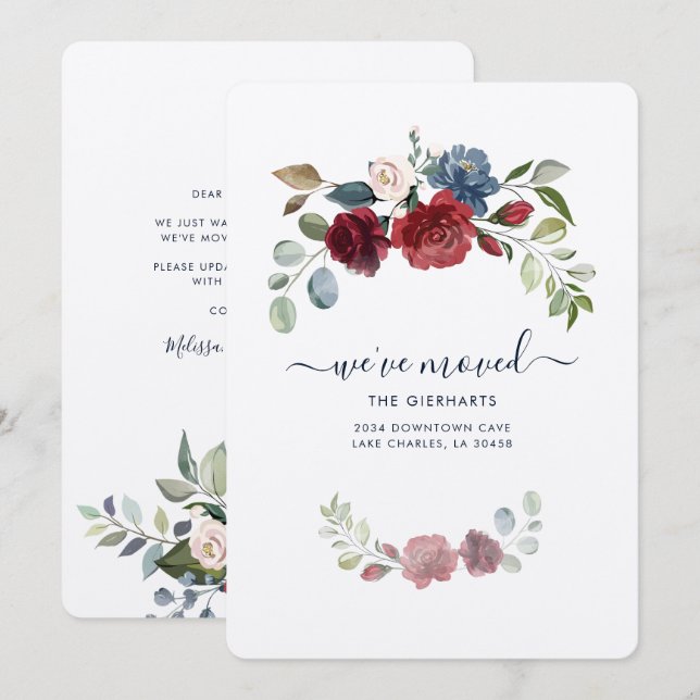 Blommigt Förändring av meddelandet om Flytta i Adr Anteckningskort (Fram/baksida)