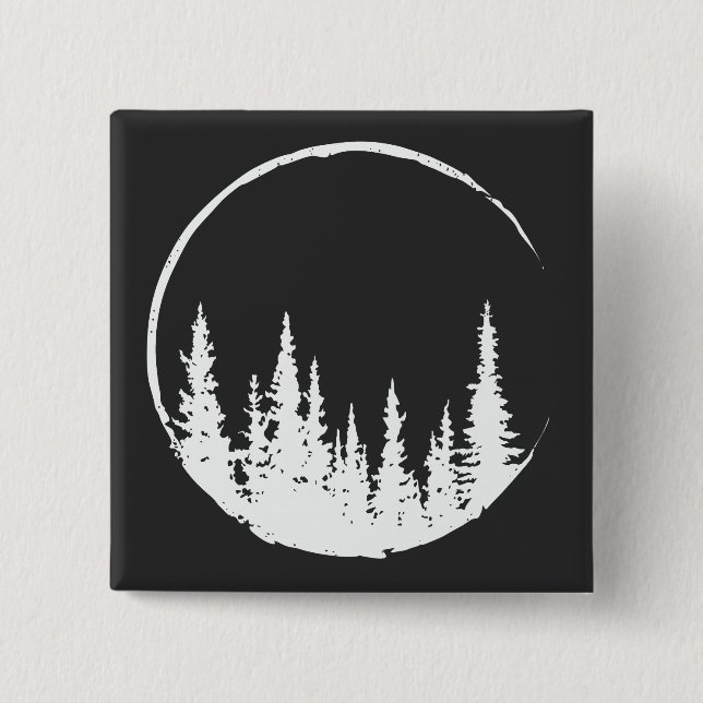 Blommigt Forest Circle Träd Loving Forest Träd Knapp (Framsida)