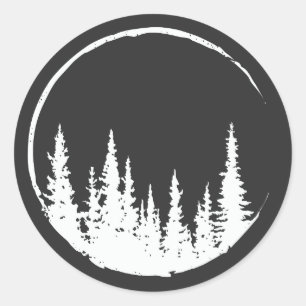 Blommigt Forest Circle Träd Loving Forest Träd Runt Klistermärke