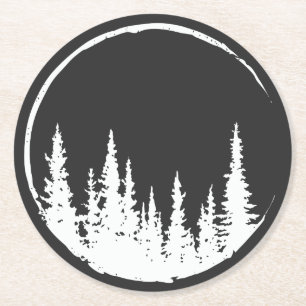 Blommigt Forest Circle Träd Loving Forest Träd T-S Underlägg Papper Rund