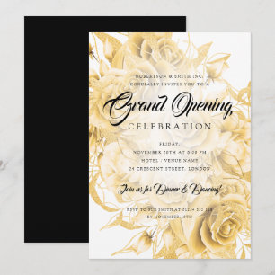 Blommigt Formal Corporate Grand Open Guld Inbjudningar