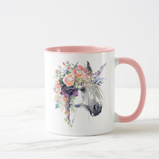 Blommigt - förtryckt Unicorn Mugg (Höger)