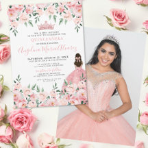 Blommigt Foto  Rosa Quinceanera