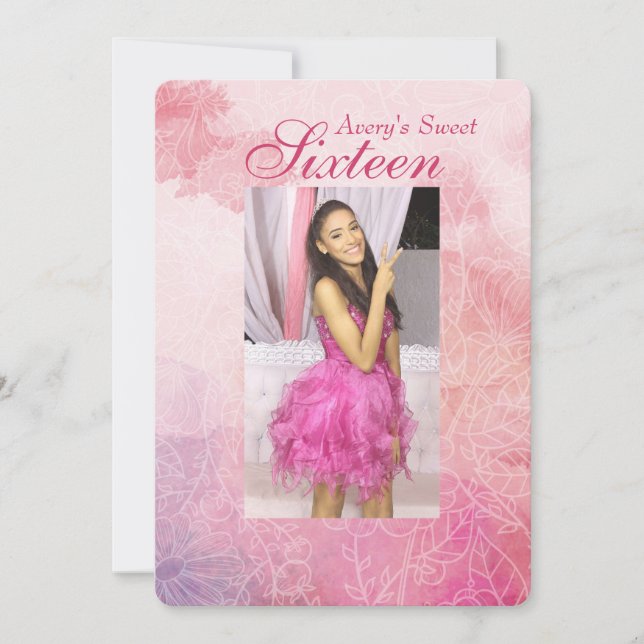 Blommigt Fotoinbjudan Inbjudningar (Framsida)