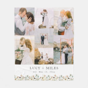 Blommigt Fotokollage Fleecefilt