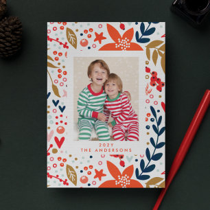 Blommigt-fotokort för Söt av Helgdag under jul Julkort