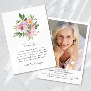 Blommigt Fotominnessymbol - sympati - begravning Tack Kort