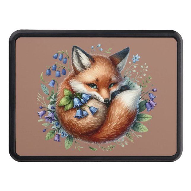 Blommigt Fox Botanical Woodland Art Dragkroksskydd (Framsidan)