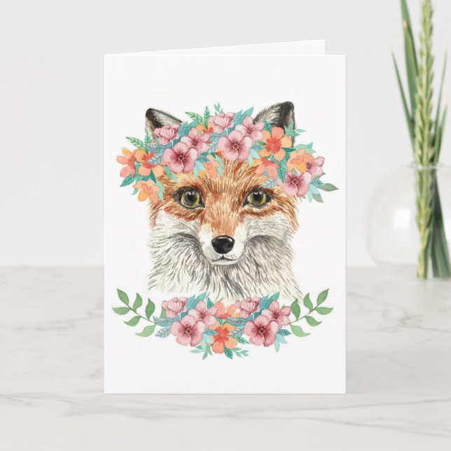 Blommigt Fox Kort (Framsida)