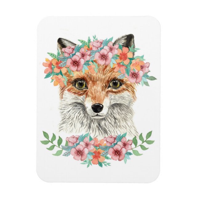 Blommigt Fox Magnet (Vertikal)