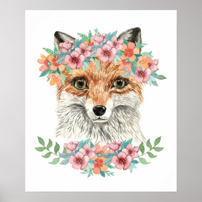 Blommigt Fox Poster (Framsidan)
